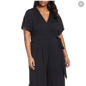 Plus Size V-Neck Short Sleeve Wide-Leg Jumpsuit